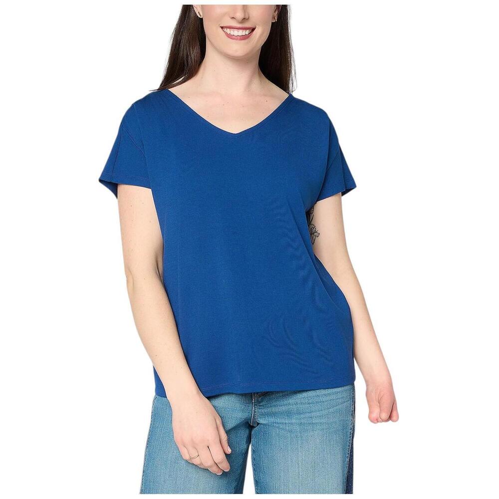 Mally Roncal Women`s V-Neck Dolman Sleeve Werk to Werk it Knit Top Nvy - Regular